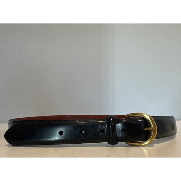 Coach Mens Leather Belt Sz 42 Black Smooth Cowhide Polished Brass Buckle Luxury - Picture 3 of 12